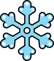 Obraz premium Cartoon Blue Snowflake Icon – Stylized Six-Arm Winter Symbol with Rounded Tips for Seasonal or Weather Design Assets
