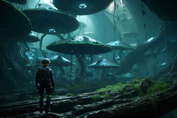 Soldiers explore a deserted alien spacecraft teeming with life.