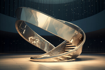 The spiral staircase forms an endless circle, much like the bizarre Mbius strip.