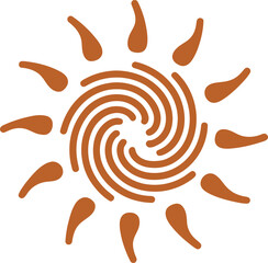 Abstract Spiral Sun Icon in Orange Design