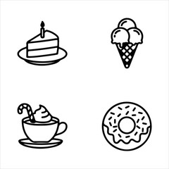 A Professional Confectionery Dessert Icon Symbol, Showcasing Sweet Bakery and Pastry Gourmet Catering in a Flat Design Minimalist Vector for Restaurant Menu Success Sugar Treat Cake Delicious.