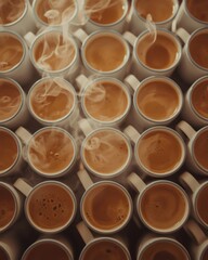 Steaming cups of coffee