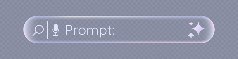 Plakat Transparent Generative AI bar design in liquid glass. Artificial intelligence prompt search field. Vector minimalistic design.