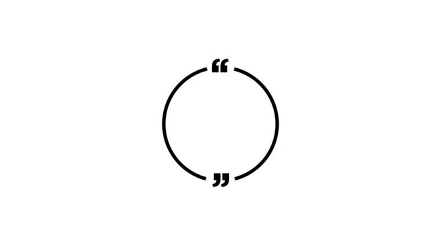 Circle quote frame icon animation on white background. Perfect for social communication, messaging, punctuation or UI motion graphics.