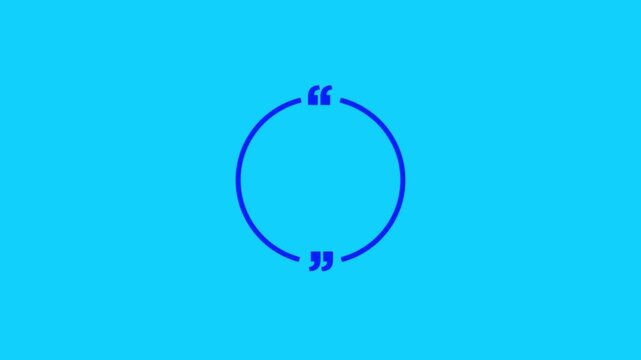 Circle quote frame icon animation on green background. Perfect for social communication, messaging, punctuation or UI motion graphics.