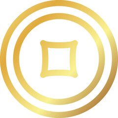 Golden Chinese Wealth Coin Symbol