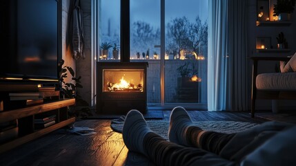 Warm interior scene at night