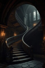 Elegant spiral staircase in historic building