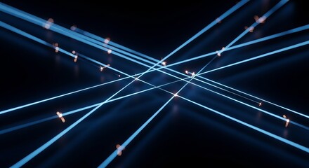 Aerial View of Intersecting Light Beams in a Dark Environment