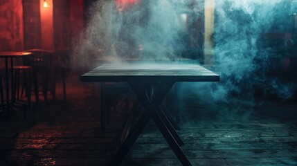 Empty table smoke background