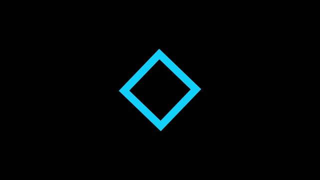 A minimalist geometric illustration featuring a single cyan diamond shape outline rotated forty-five degrees centered on a solid black background for design.

