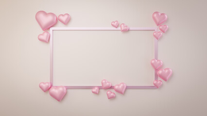 Horizontal rectangular greeting layout with decorative 3D elements