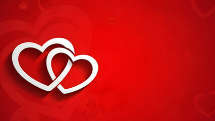 Interconnected white hearts on red background