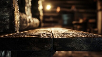 Rustic wooden bench interior