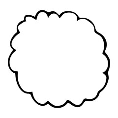 Minimalist hand-drawn cloud shape or scalloped circular frame. Simple black ink bubble border with wavy edges, organic round outline for speech bubbles, labels, and creative graphic design.