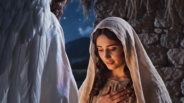 Annunciation to the Virgin Mary &mdash; Angel Gabriel Announces Jesus&rsquo; Birth. Biblical Christian Scene.