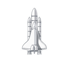 Obraz premium Space Shuttle Illustration for Projects Exploring Flight and Travel, Graphic Drawing in Gray Tones