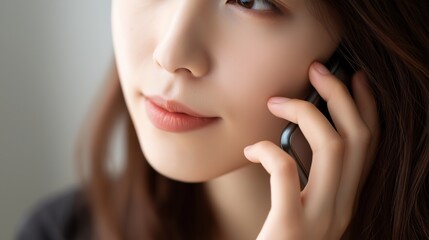スマホで電話をする日本人女性