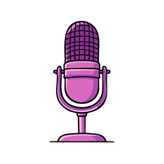 Illustration of a stylish retro microphone for singing or voice recording pink and purple