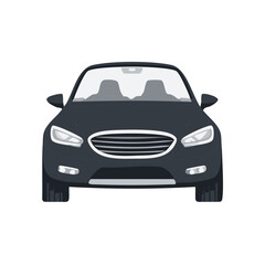 Naklejka premium Stylish black convertible car facing forward isolated for transportation themes