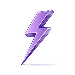 Hand Drawn Purple Lightning Bolt Cartoon Sketch with Dimensional Feel, Symbol for Power, Energy or Electricity