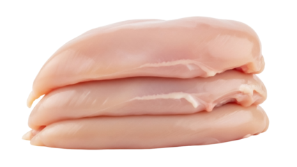 Isolated pile of raw chicken breasts ready for cooking or preparation in the kitchen