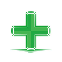Obraz premium Green Medical Plus Sign Symbol for Healthcare Industry and Pharmacy Design Elements Isolated
