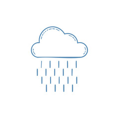 Stylized cloud with rain graphic depicting weather element and vector illustration with simple design for digital or print media