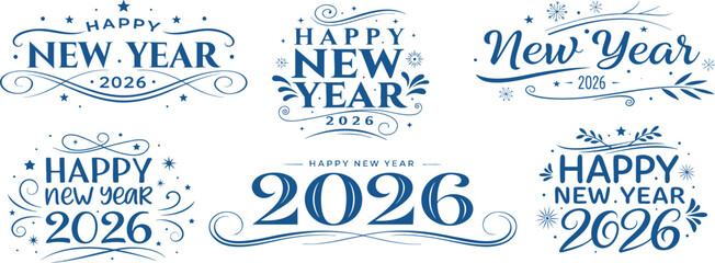 Vibrant new year typography text illustration isolated element for festive designs on transparent background. © Ms