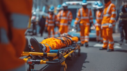 Accident Emergency Rescue Scene – Medical Response Copy Space Background