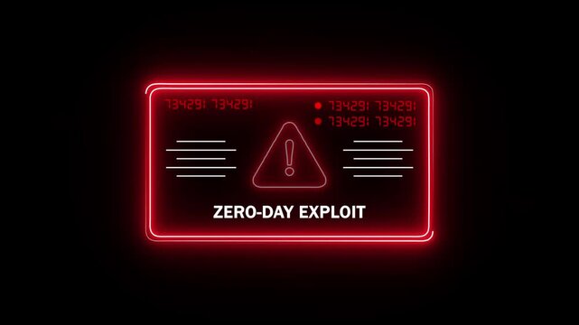  zero-day exploit  Alert. Warning security breach computer hacking warning message hacked Warning symbol on the screen privacy protection data hacking malware virus Danger sign.4k video
