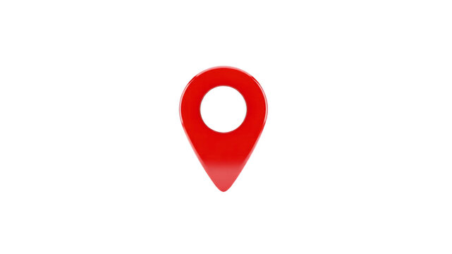 Red location pointer pin on Transparent Background