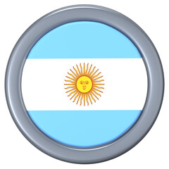 The Argentina flag in a circular frame 3D Icon Illustration. Low Poly Style.