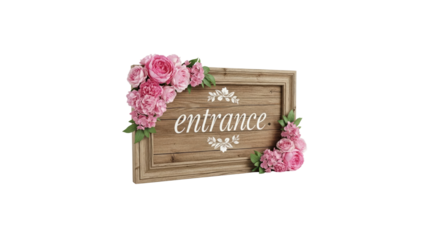Entrance sign with floral decor