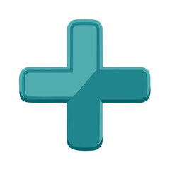 Obraz premium Simple aqua green plus sign design with rounded edges and a blue shadowed outline