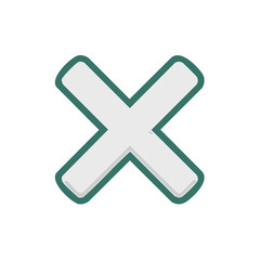 Obraz premium Abstract Illustration of a Cross Icon with Rounded Edges and Green Border on White Background Symbolizing Cancellation