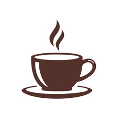 Obraz premium Stylized illustration of hot drink in coffee cup and saucer with rising steam, ideal for menu design