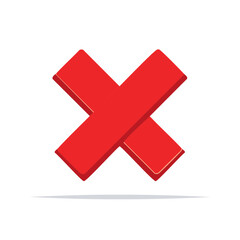 Obraz premium Red cross mark symbol. Wrong, error, negative, delete. Cancel, reject, deny sign, disapproval, fault, failure and decline.