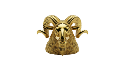 Golden ram head sculpture