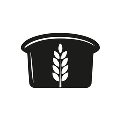 Loaf of bread outline illustration of a wheat stalk baking, food concept, bakery symbol, bakery icon, simple black and white design