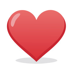 Shiny red heart on white background. Love symbol. Romantic passion, health, valentine, cardiology, marriage. Vector symbol of love.