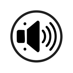 Sound Volume Loudspeaker Icon Inside a Circle - Bold Design Illustrating Audio Settings and Notification