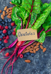 Products that contain oxalates. Selective focus.