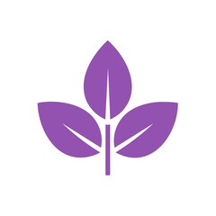 Purple Leaf Icon Illustration on White, Nature Concept Design, Vector Graphic
