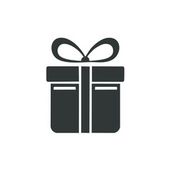 Simple Present Icon Graphic Gift Box with Ribbon and Bow for Celebration or Holiday Events
