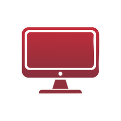 Burgundy Gradient Computer Monitor Vector Illustration Simple Tech Icon