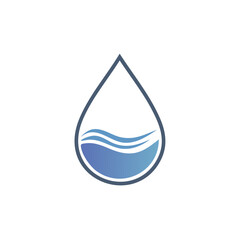 Water Drop Emblem with Wavy Lines Symbolizing Purity and Freshness for Eco Friendly Products and Sustainable Business Ventures