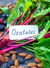 Products that contain oxalates. Selective focus.