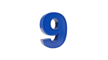 Obraz premium Blue number 9 isolated on Transparent Background