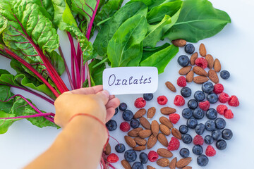 Products that contain oxalates. Selective focus.